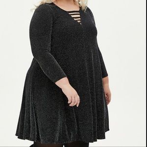 Black Shimmer Ladder Dress